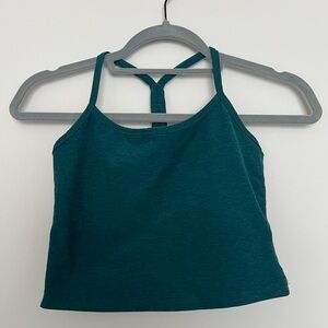 Beyond Yoga Teal Space Dye Cropped Racerback Tank Shelf Bra Top Women Size Small